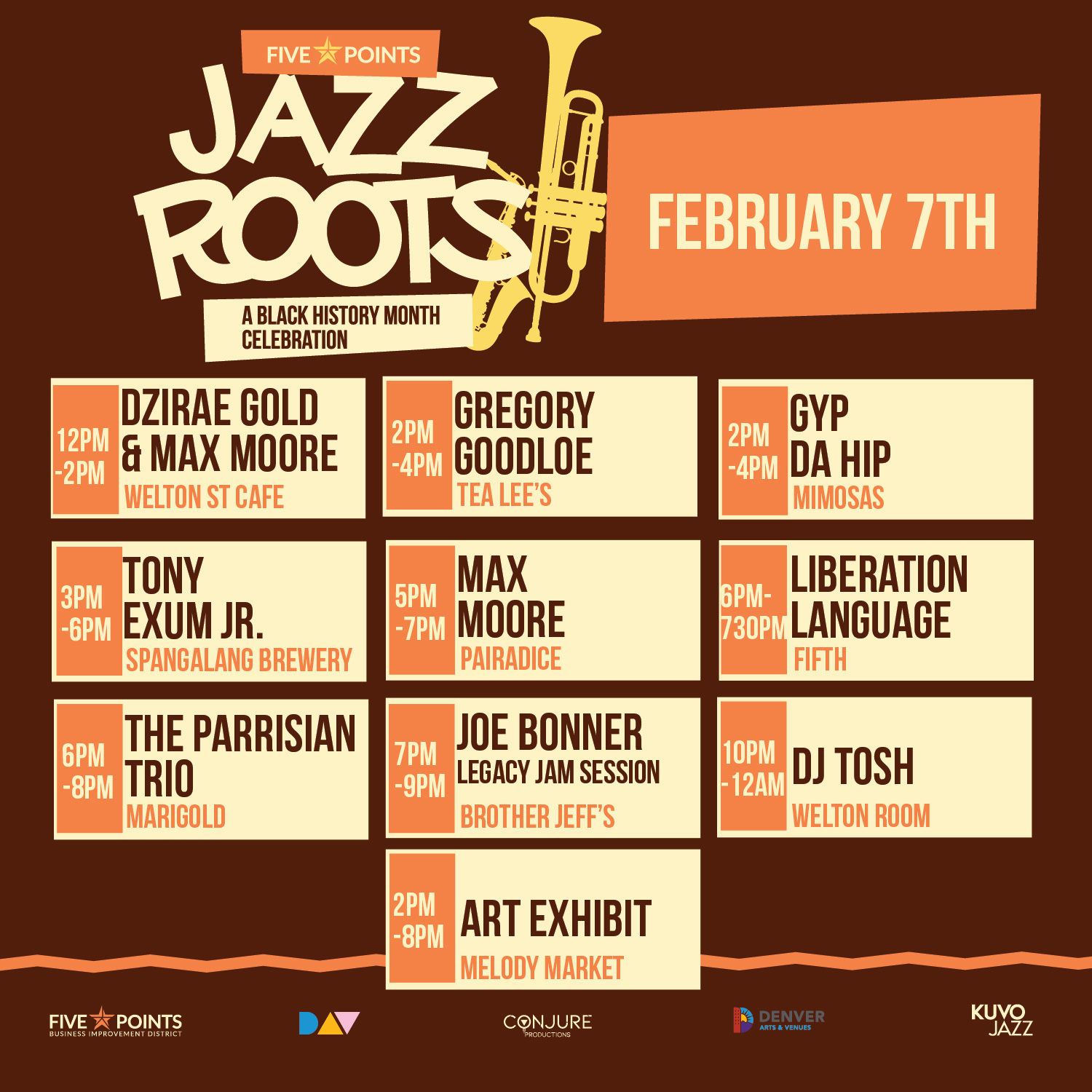 JAZZ ROOTS 2026 feb 7th schedule